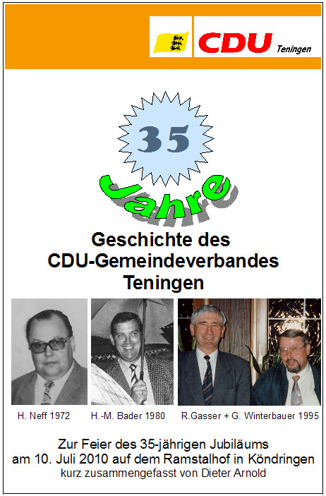 Titelseite
                  der Broschüre "35 Jahre CDU-Gemeindeverband
                  Teningen"