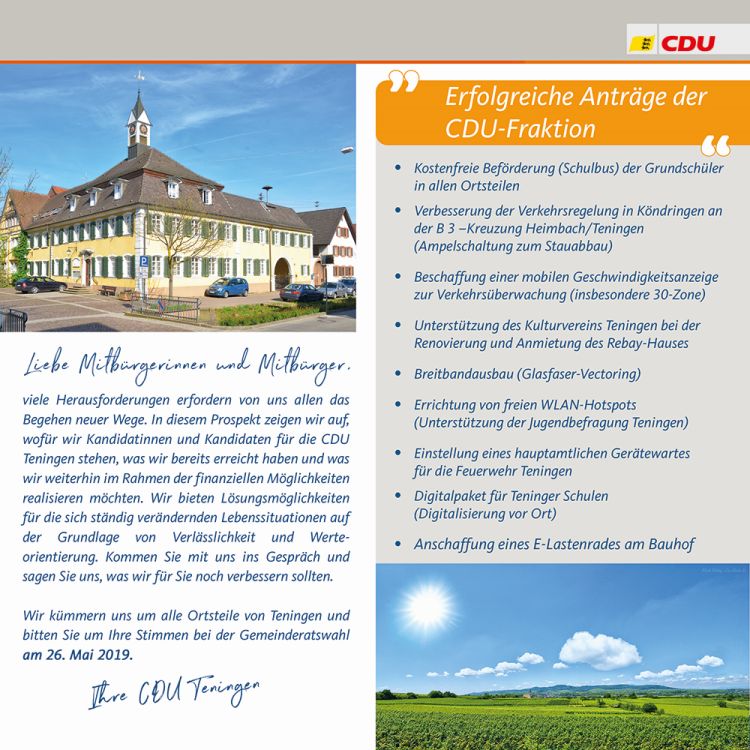 CDU-Wahlprospeckt Gemeinderatswahl
                    2019 - Seite 2